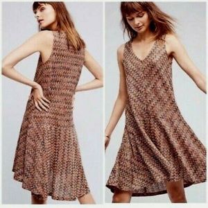 Anthropologie Maeve Westwater Chevron Knit Sleeveless Zigzag Design Dress S NWT